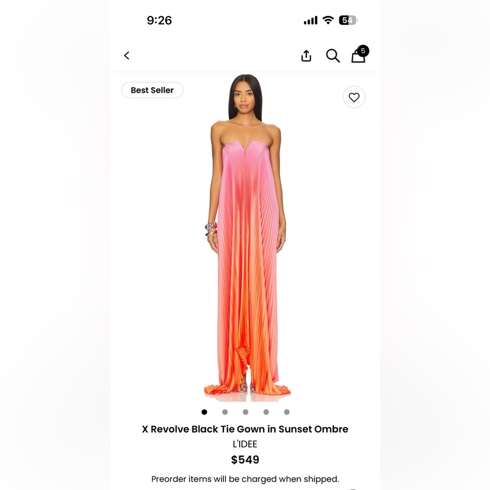 L’IDEE Gown in Sunset Ombré orange and pink